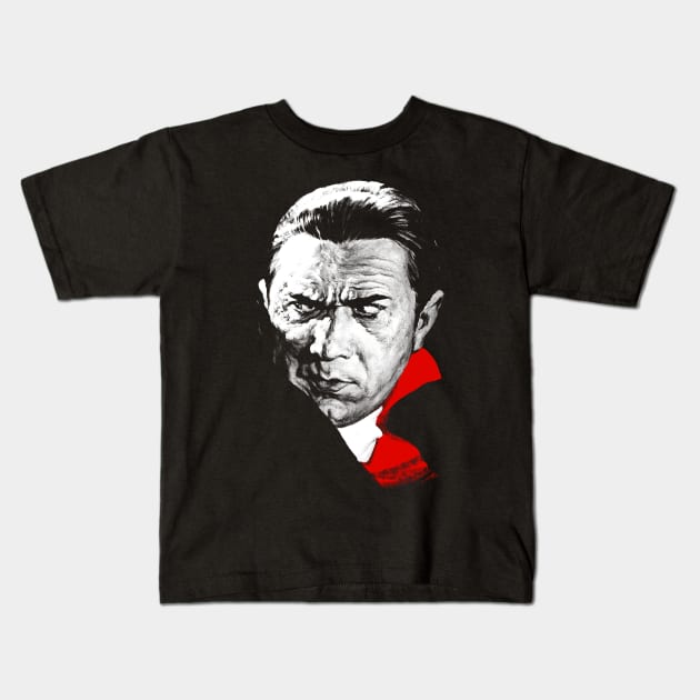 Dracula Bela Lugosi Distrustful Glance: Retro Vampire Horror Movies Kids T-Shirt by Juandamurai